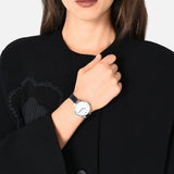 Emporio Armani Aurora Quartz Mother Of Pearl White Dial Blue Leather Strap Watch For Women - AR11090 Authentic Buy Shop Now