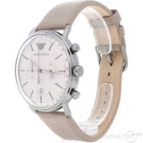 Emporio Armani Aviator Chronograph Quartz Grey Dial Beige Leather Strap Watch For Men - AR11107 Authentic Buy Shop Now
