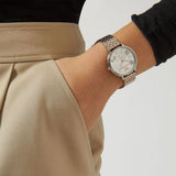 Emporio Armani Silver Sunray Dial Two Tone Steel Strap Watch For Women - AR11113 Authentic Buy Shop Now