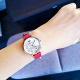 Emporio Armani Kappa Classic Quartz Silver Dial Red Leather Strap Watch For Women - AR11114 Authentic Buy Shop Now