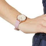 Emporio Armani Kappa Mother Of Pearl White Dial Pink Leather Strap Watch For Women - AR11130 Authentic Buy Shop Now