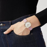 Emporio Armani Kappa Mother Of Pearl White Dial Pink Leather Strap Watch For Women - AR11130 Authentic Buy Shop Now