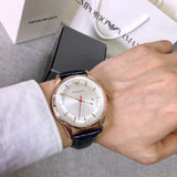 Emporio Armani Classic Silver Dial Blue Leather Strap Watch For Men - AR11131 Authentic Buy Shop Now