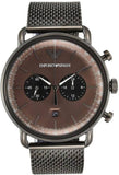 Emporio Armani Aviator Brown Dial Grey Mesh Bracelet Watch For Men - AR11141 Authentic Buy Shop Now