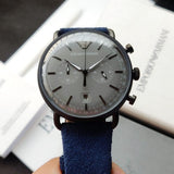 Emporio Armani Aviator Quartz Grey Dial Blue Fabric Strap Watch For Men - AR11144 Authentic Buy Shop Now