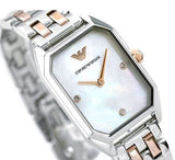 Emporio Armani Gianni T Bar Mother of Pearl Dial Two Tone Steel Strap Watch For Women - AR11146 Authentic Buy Shop Now