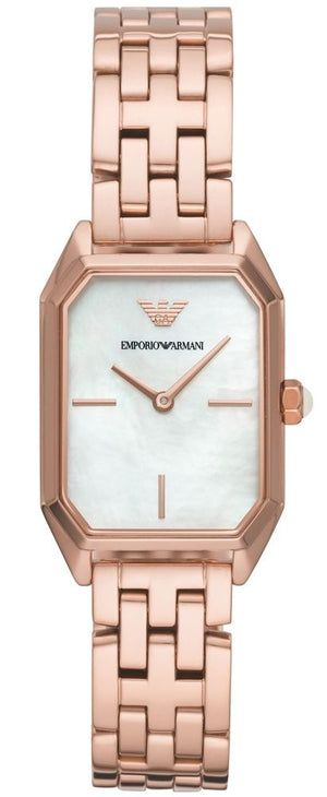 Emporio Armani Giola White Mother of Pearl Dial Rose Gold Steel Strap Watch For Women - AR11147 Authentic Buy Shop Now