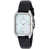 Emporio Armani Gioia Analog Mother of Pearl Dial Black Leather Strap Watch For Women - AR11148 Authentic Buy Shop Now