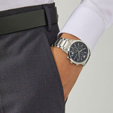 Emporio Armani Renato Chronograph Blue Dial Silver Steel Strap Watch For Men - AR11164 Authentic Buy Shop Now