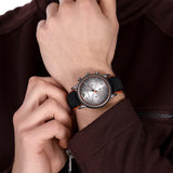 Emporio Armani Chronograph Quartz Grey Dial Black Leather Strap Watch For Men - AR11174 Authentic Buy Shop Now