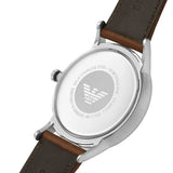 Emporio Armani Renato Quartz Silver Dial Brown Leather Strap Watch For Men - AR11185 Authentic Buy Shop Now
