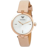 Emporio Armani Arianna Mother of Pearl Dial Pink Leather Strap Watch For Women - AR11199 Authentic Buy Shop Now