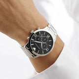 Emporio Armani Giovanni Chronograph Black Dial Silver Steel Strap Watch For Men - AR11208 Authentic Buy Shop Now