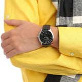 Emporio Armani Giovanni Analog Black Dial Black Leather Strap Watch For Men - AR11210 Authentic Buy Shop Now