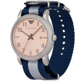 Emporio Armani Luigi Analog Beige Dial Two Tone NATO Strap Watch For Men - AR11212 Authentic Buy Shop Now