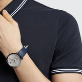 Emporio Armani Modern Slim Analog Silver Dial Blue Leather Strap Watch For Men - AR11214 Authentic Buy Shop Now