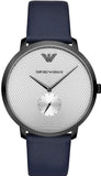 Emporio Armani Modern Slim Analog Silver Dial Blue Leather Strap Watch For Men - AR11214 Authentic Buy Shop Now