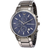 Emporio Armani Renato Chronograph Blue Dial Grey Steel Strap Watch For Men - A11215 Authentic Buy Shop Now