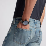 Emporio Armani Renato Chronograph Blue Dial Grey Steel Strap Watch For Men - A11215 Authentic Buy Shop Now