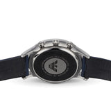 Emporio Armani Renato Chronograph Blue Dial Black Leather Strap Watch For Men - AR11216 Authentic Buy Shop Now