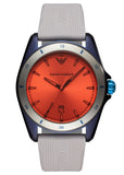 Emporio Armani Sigma Analog Orange Dial Grey Silicone Strap Watch For Men - AR11218 Authentic Buy Shop Now