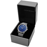 Emporio Armani Luigi Quartz Blue Dial Silver Mesh Bracelet Watch For Men - AR11230 Authentic Buy Shop Now