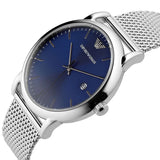 Emporio Armani Luigi Quartz Blue Dial Silver Mesh Bracelet Watch For Men - AR11230 Authentic Buy Shop Now