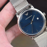 Emporio Armani Luigi Quartz Blue Dial Silver Mesh Bracelet Watch For Men - AR11230 Authentic Buy Shop Now