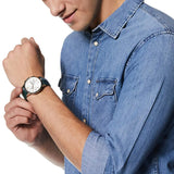 Emporio Armani Renato Chronograph Silver Dial Green Leather Strap Watch For Men - AR11233 Authentic Buy Shop Now