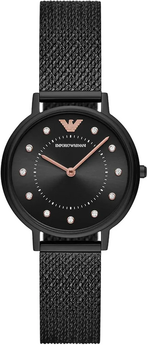 Emporio Armani Kappa Black Dial Black Mesh Strap Watch for Women - AR11252 Authentic Buy Shop Now