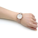 Emporio Armani Gianni T-Bar Quartz White Dial Rose Gold Steel Strap Watch For Women - AR11267 Authentic Buy Shop Now