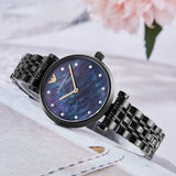 Emporio Armani Gianni T-Bar Quartz Black Mother of Pearl Dial Black Steel Strap Watch For Women - AR11268 Authentic Buy Shop Now