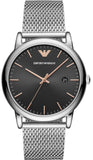 Emporio Armani Luigi Analog Black Dial Silver Mesh Bracelet Watch For Men - AR11272 Authentic Buy Shop Now