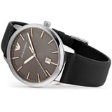 Emporio Armani Ruggero Grey Dial Black Leather Strap Watch for Men - AR11277 Authentic Buy Shop Now
