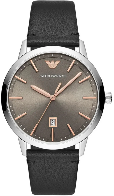 Emporio Armani Ruggero Grey Dial Black Leather Strap Watch for Men - AR11277 Authentic Buy Shop Now