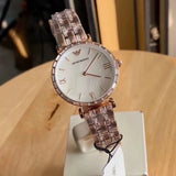 Emporio Armani Gianni T-Bar Mother of Pearl White Dial Two Tone Steel Watch for Women - AR11294 Authentic Buy Shop Now