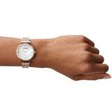 Emporio Armani Gianni T-Bar Mother of Pearl White Dial Two Tone Steel Watch for Women - AR11294 Authentic Buy Shop Now