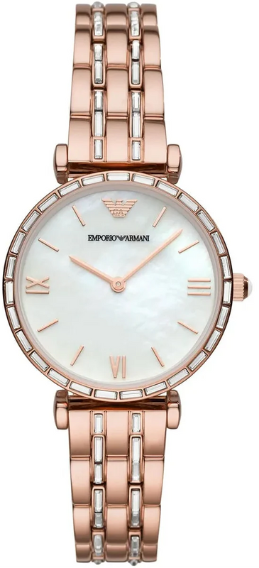 Emporio Armani Gianni T-Bar Mother of Pearl White Dial Two Tone Steel Watch for Women - AR11294 Authentic Buy Shop Now