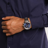Emporio Armani Mario Chronograph Blue Dial Silver Steel Strap Watch For Men - AR11306 Authentic Buy Shop Now