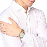 Emporio Armani Aviator Chronograph Quartz Beige Dial Gold Mesh Bracelet Watch For Men - AR11315 Authentic Buy Shop Now