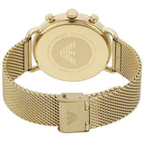 Emporio Armani Aviator Chronograph Quartz Beige Dial Gold Mesh Bracelet Watch For Men - AR11315 Authentic Buy Shop Now