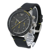 Emporio Armani Mario Chronograph Black Dial Black Leather Strap Watch For Men - AR11325 Authentic Buy Shop Now
