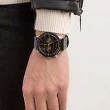 Emporio Armani Mario Chronograph Black Dial Black Leather Strap Watch For Men - AR11325 Authentic Buy Shop Now