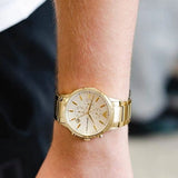 Emporio Armani Renato Chronograph White Dial Gold Steel Strap Watch For Men - AR11332 Authentic Buy Shop Now