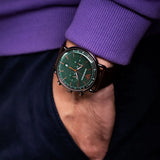 Emporio Armani Aviator Green Dial Brown Leather Strap Watch for Men - AR11334 Authentic Buy Shop Now