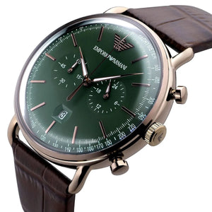 Emporio Armani Aviator Green Dial Brown Leather Strap Watch for Men - AR11334 Authentic Buy Shop Now