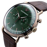 Emporio Armani Aviator Green Dial Brown Leather Strap Watch for Men - AR11334 Authentic Buy Shop Now
