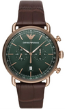 Emporio Armani Aviator Green Dial Brown Leather Strap Watch for Men - AR11334 Authentic Buy Shop Now