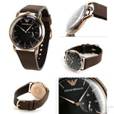 Emporio Armani Aviator Quartz Black Dial Brown Leather Strap Watch For Men - AR11337 Authentic Buy Shop Now