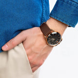 Emporio Armani Aviator Quartz Black Dial Brown Leather Strap Watch For Men - AR11337 Authentic Buy Shop Now